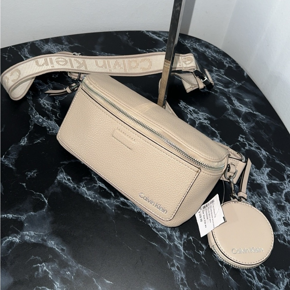 Calvin Klein Women's Millie Novelty Fanny Belt Bag Mushroom /Tan -AUTHENTIC NWT-